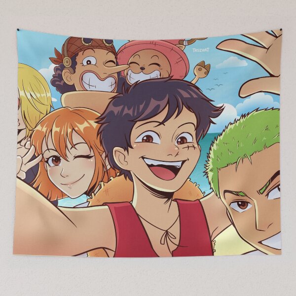 Item preview, One Piece - Luffy and friends selfie designed and sold by trixilustra.