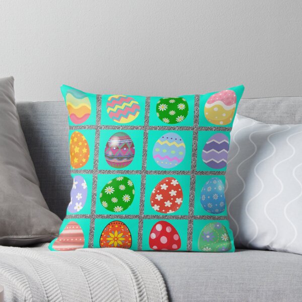Item preview, Easter Egg-stravaganza: A vibrant pattern showcasing 12 unique Easter eggs, each with intricate designs and bright colors. designed and sold by Camel & Quirk.
