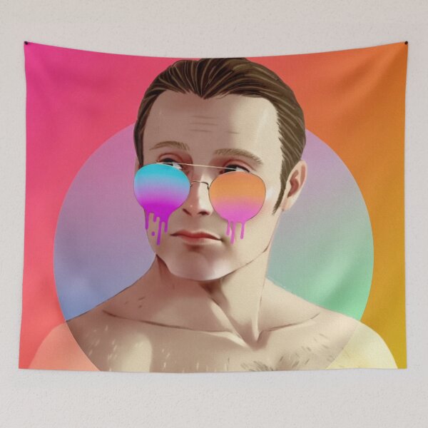 Item preview, Neon Heat Hairy Chest Hannibal Wearing Melting Sunglasses designed and sold by orionlodubyal.