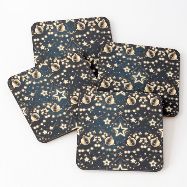 Item preview, Celestial Holiday Night: Gold Moons, Stars & Planets Pattern designed and sold by pnidesign.