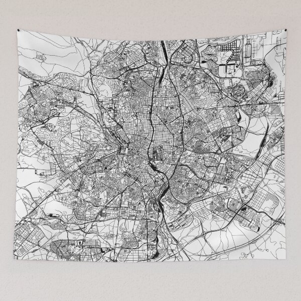 Item preview, Madrid White Map designed and sold by multiplicitymap.