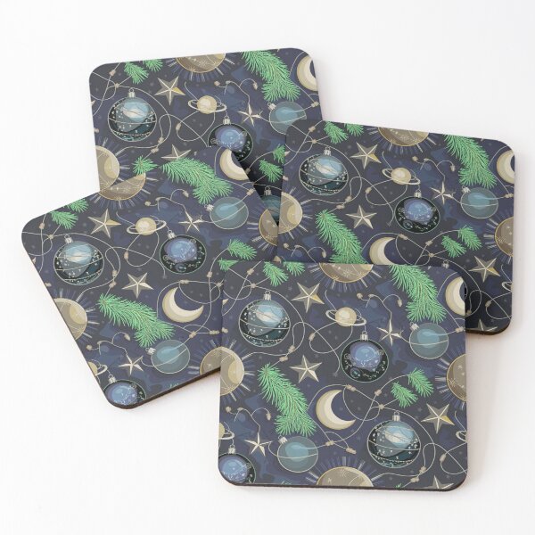 Item preview, Celestial Holiday Night: Gold Moons, Stars & Planets Pattern designed and sold by pnidesign.