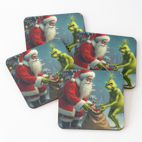 Artikelvorschau, Weihnachten – der Weihnachtsmann und der Grinch ziehen an einem Sack voller Spielzeug. entworfen und verkauft von Mauricedm71.