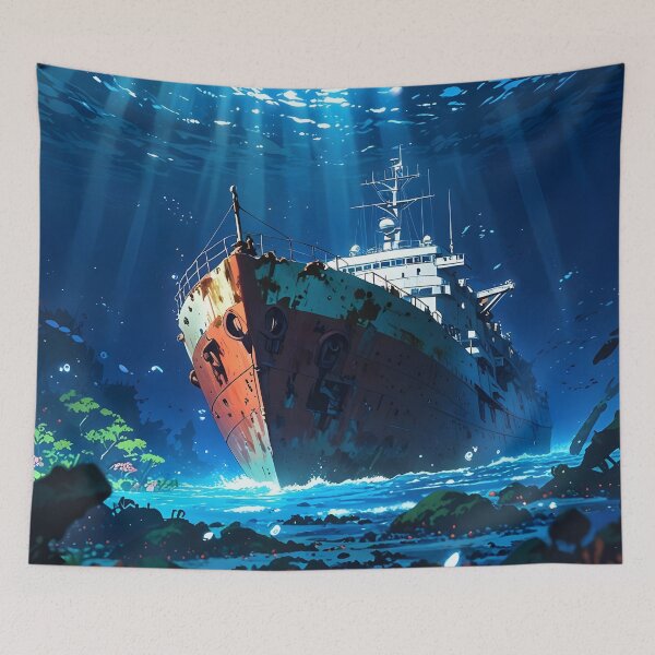 Item preview, iron ship sunk at the bottom of the sea or ocean anime designed and sold by AA-designstore.