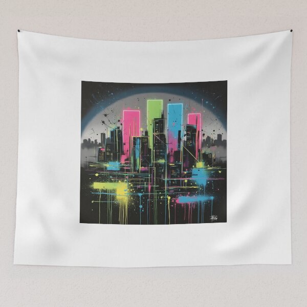 Item preview, Neon Cityscape: Vibrant Urban Skyline Artwork designed and sold by EliteDesignsEE.
