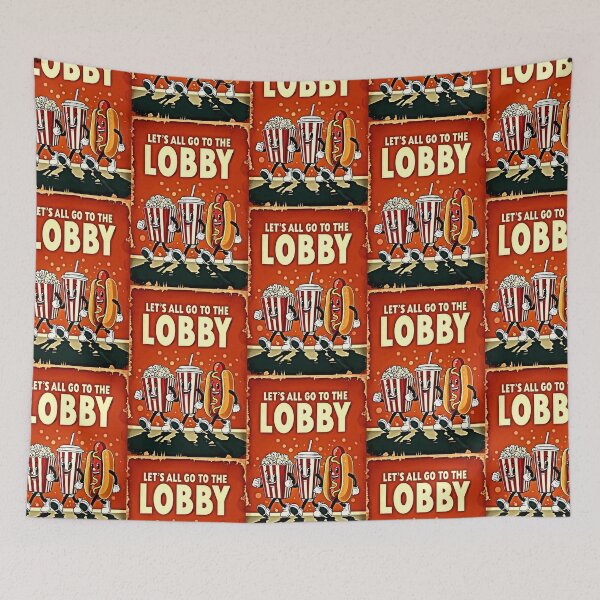 Artikelvorschau, Lasst uns alle in die Lobby gehen - Popcorn-Meme - Perfekt für Filmliebhaber und Snack-Enthusiasten entworfen und verkauft von Earth Nature Creations.