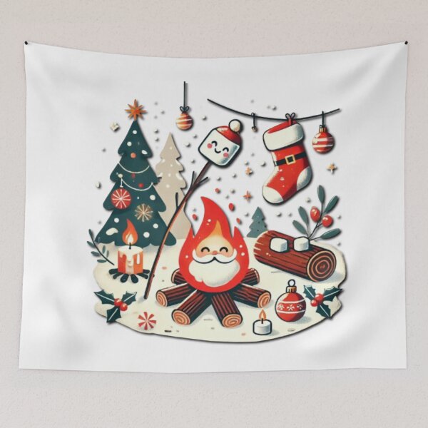 Item preview, Campfire Christmas - Festive Marshmallow and Stocking Scene designed and sold by HopeLoom.