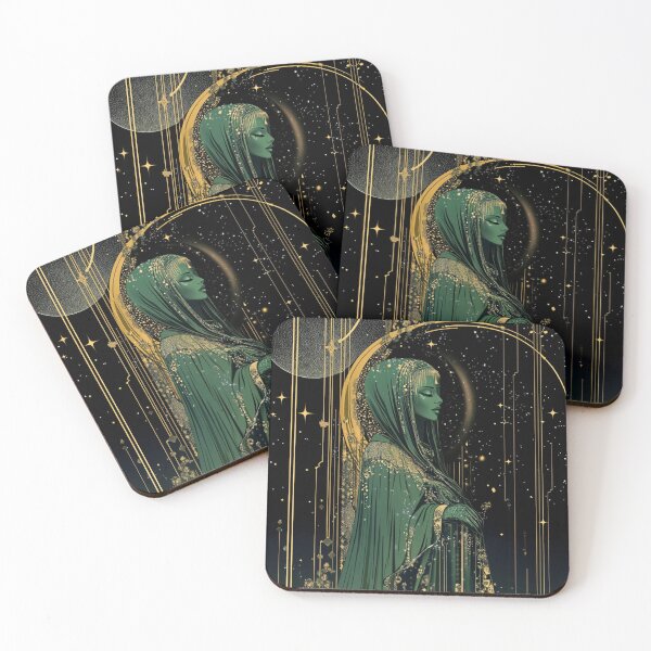 Item preview, Cosmic Elegance | A Futuristic Goddess Draped in Emerald and Gold designed and sold by Cris888.