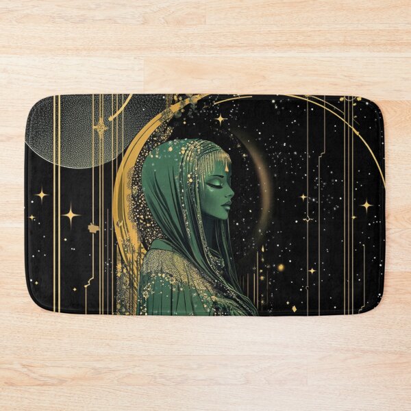 Item preview, Cosmic Elegance | A Futuristic Goddess Draped in Emerald and Gold designed and sold by Cris888.