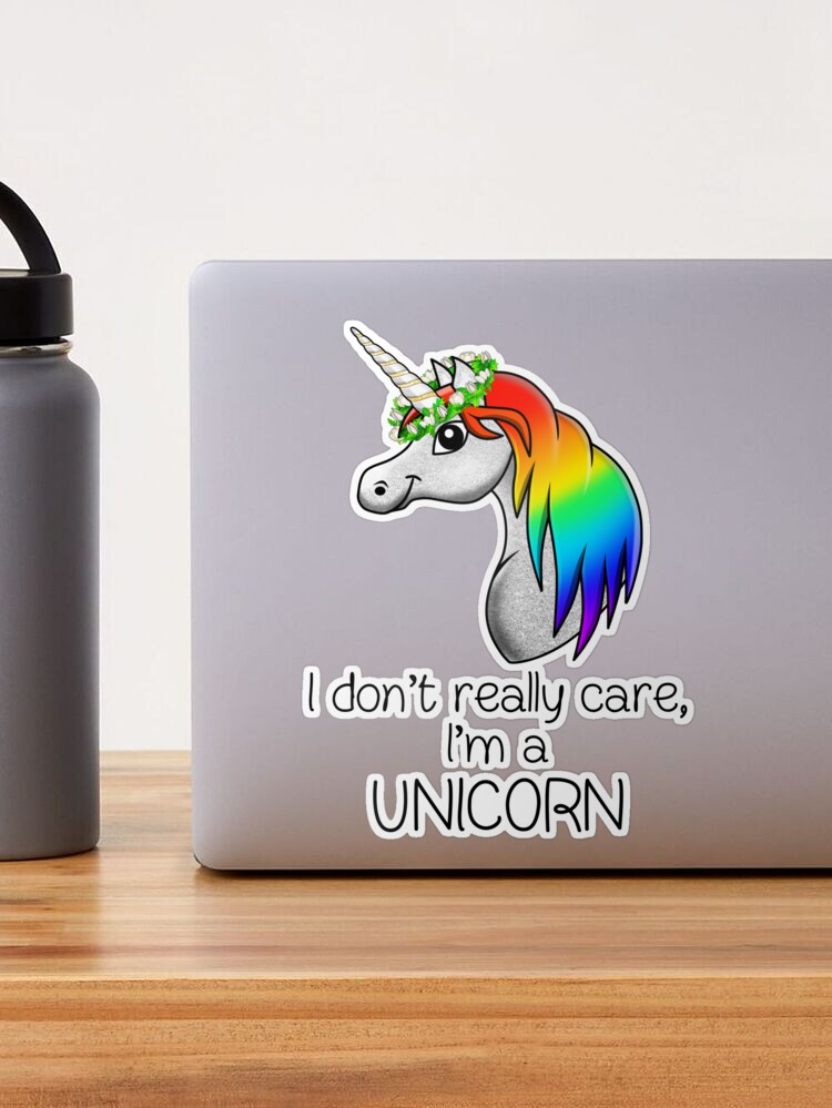 Thumbnail 1 of 3, Sticker, Pride humor Statement - I Dont Really Care, Im a Unicorn designed and sold by talgursmusthave.