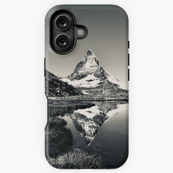 Item preview, Matterhorn mirroring Swiss Alps bw / Swiss Artwork Photography designed and sold by Raphael Wolf.