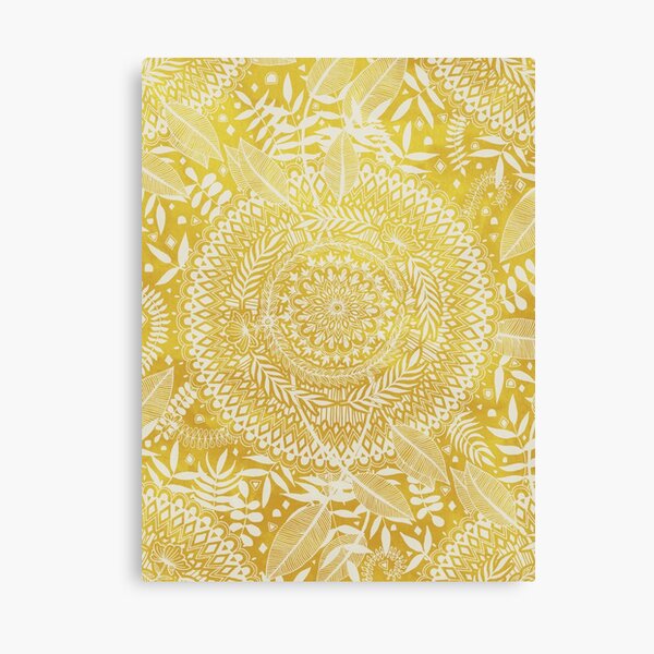 Sunny Doodle Mandala in Yellow & Grey