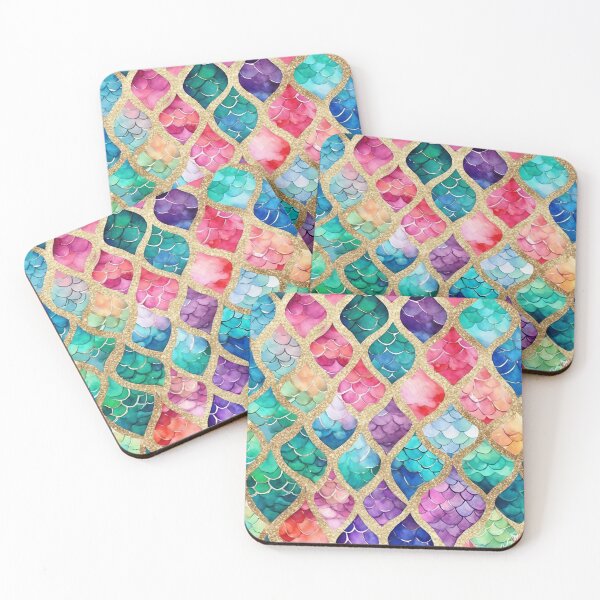 Item preview, Whimsical Pretty Colorful Mermaid Tail Scales Print  designed and sold by SeaStarMermaids.