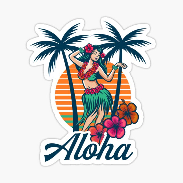 Item preview, ALOHA - Hawaiian Girl Hula Dance with Hibiscus Flowers Sun designed and sold by unconformed.