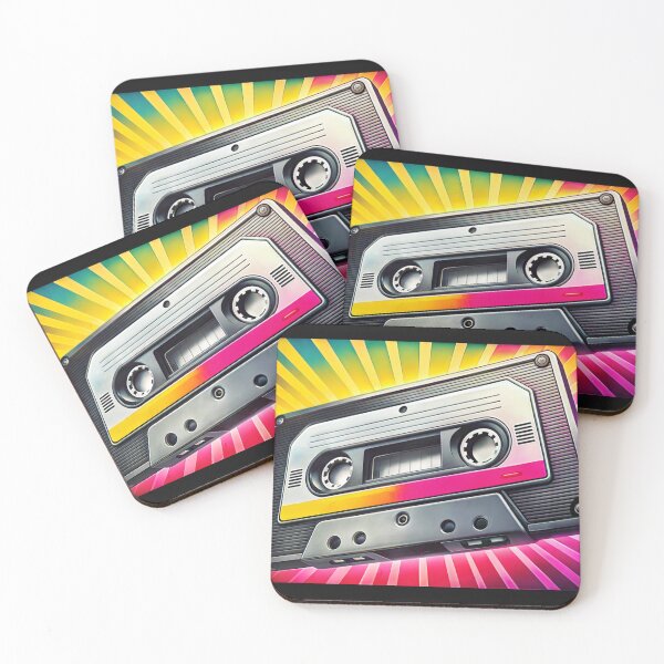 Item preview, Retro cassette tape with colorful background rays, nostalgic vibe, music concept, graphic design designed and sold by AngelinArts.