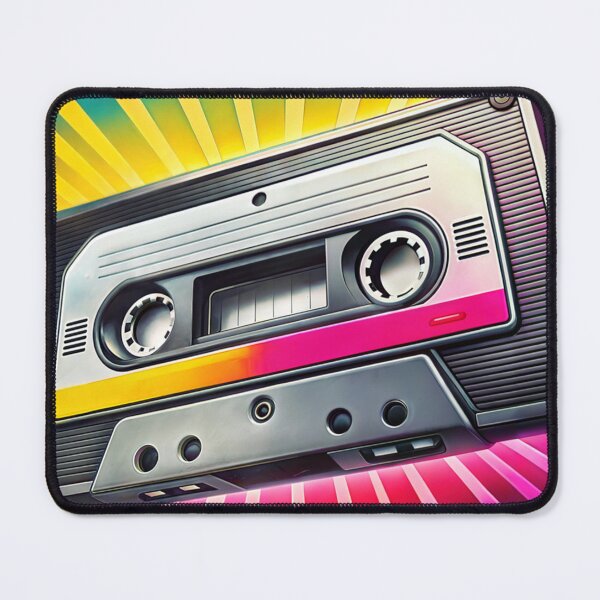 Item preview, Retro cassette tape with colorful background rays, nostalgic vibe, music concept, graphic design designed and sold by AngelinArts.