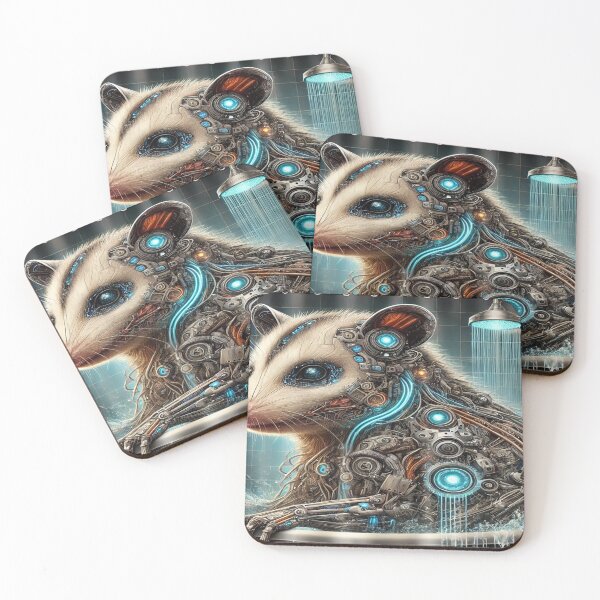 Item preview, Futuristic Cyberpunk Shower Possum – Neon Blue Cybernetic Anatomy designed and sold by Naomi Gutierrez Parrish.