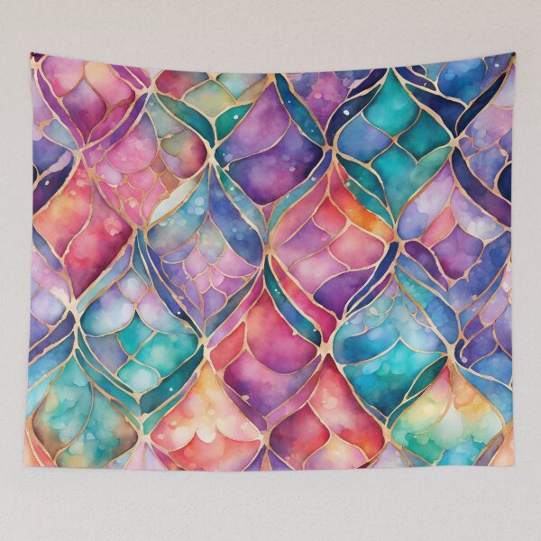 Item preview, Whimsical Colorful Shapes Pattern Print  designed and sold by SeaStarMermaids.