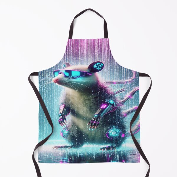 Item preview, Neon Cyberpunk Possum – Futuristic Rain Shower with Cybernetic Enhancements designed and sold by Naomi Gutierrez Parrish.