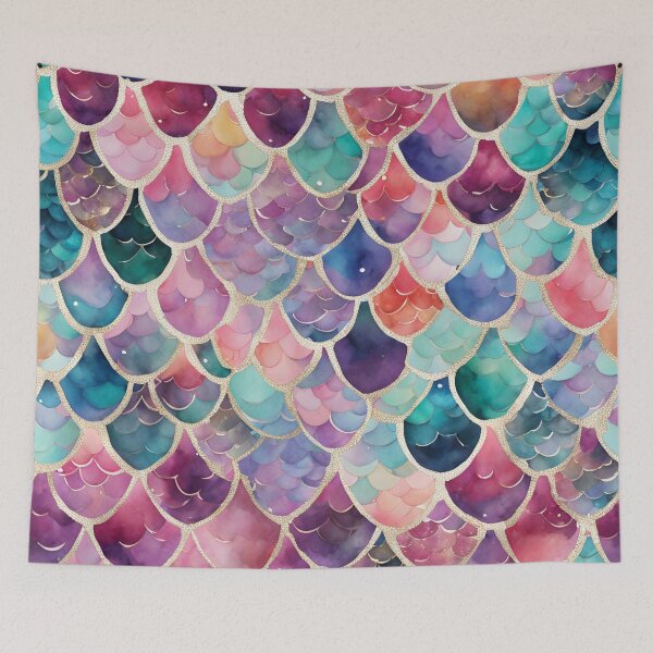 Item preview, Colorful Mermaid Tail Pattern Scales Print  designed and sold by SeaStarMermaids.
