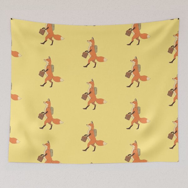 Item preview, Adventure-Ready Fox A Comic Illustration Pastel Yellow Backdrop designed and sold by ShroomForge.