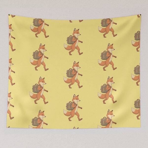 Item preview, Adventure-Ready Fox A Comic Illustration Pastel Yellow Backdrop designed and sold by ShroomForge.