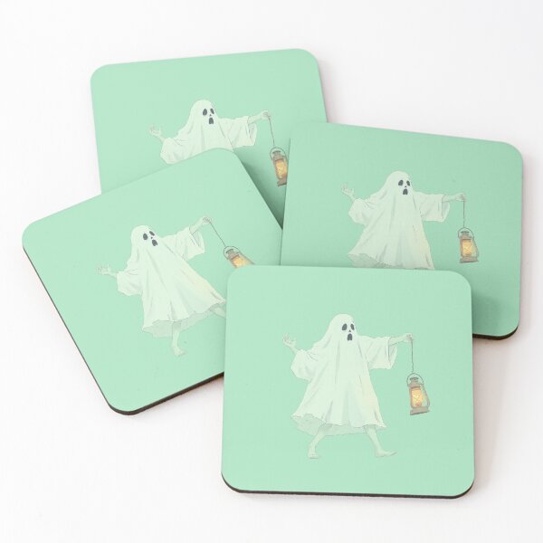 Item preview, Ghost with Lantern Pastel Mint Line Clair Illustration designed and sold by MadeByHaresShop.