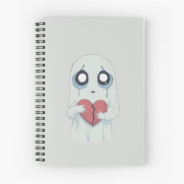 Item preview, Broken-Hearted Ghost Pastel Gray Illustration designed and sold by MadeByHaresShop.