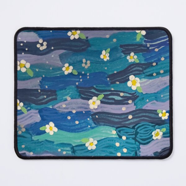 Item preview, White flowers floating in blue designed and sold by CompulsiveC.