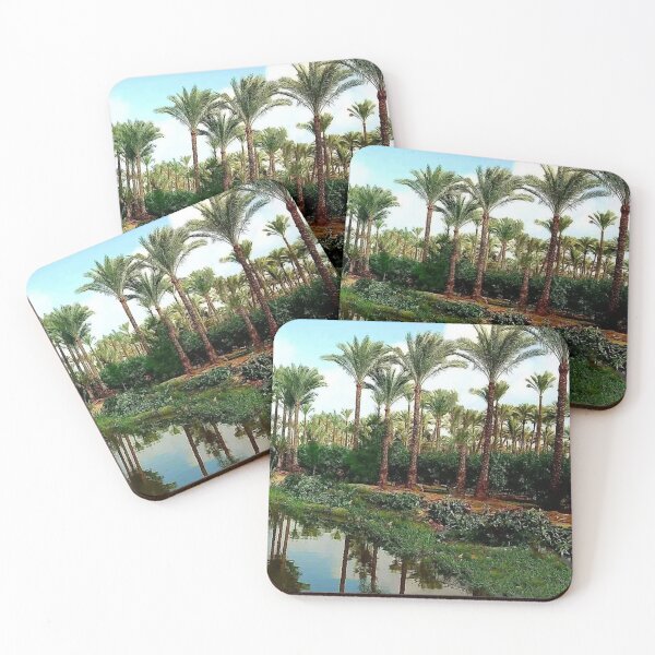 Item preview, palm trees sky clouds lake reflection oil painting designed and sold by AA-designstore.