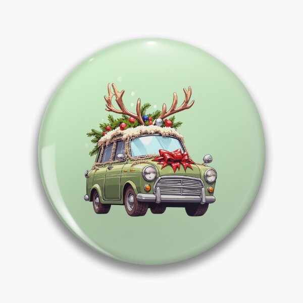 Item preview, Tinseled Reindeer Car Kawaii Joyride amidst Pastel Greens designed and sold by kahida.