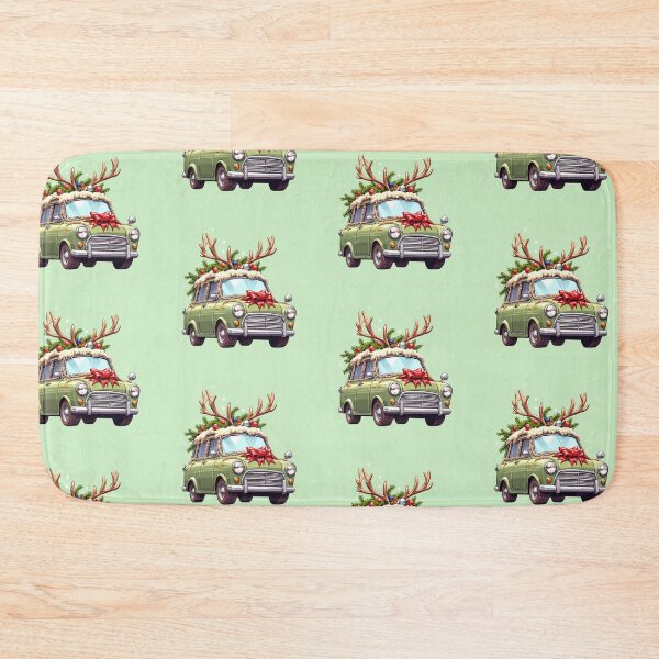 Item preview, Tinseled Reindeer Car Kawaii Joyride amidst Pastel Greens designed and sold by kahida.