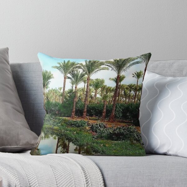 Item preview, palm trees sky clouds lake reflection oil painting designed and sold by AA-designstore.