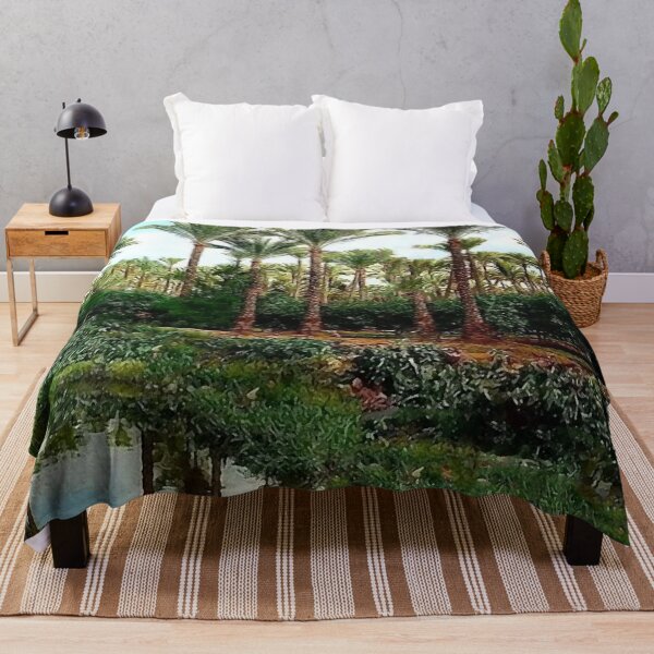 Item preview, palm trees sky clouds lake reflection oil painting designed and sold by AA-designstore.