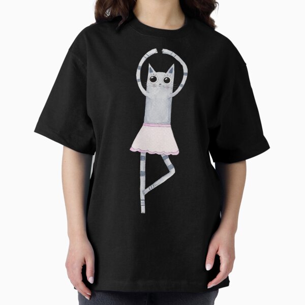 Graceful Ballerina Cat Oversized T-Shirt