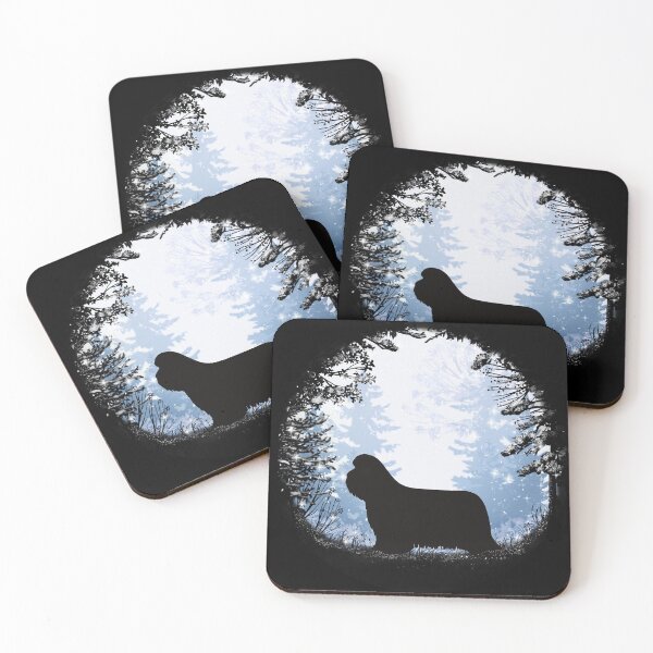 Item preview, “First Snow” Bearded Collie designed and sold by Spinyflowerart.