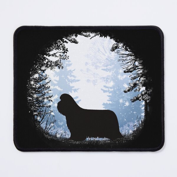 Item preview, “First Snow” Bearded Collie designed and sold by Spinyflowerart.