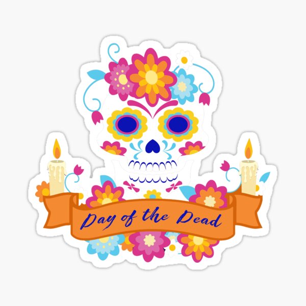 Item preview, Day of the Dead - Dia de Muertos Floral Skull and Candles designed and sold by Jecolds.