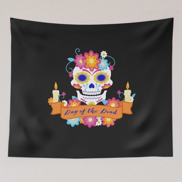 Item preview, Day of the Dead - Dia de Muertos Floral Skull and Candles designed and sold by Jecolds.