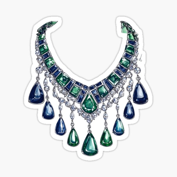 Item preview, Luxurious Emerald and Sapphire Necklace Design designed and sold by Desireehaz.