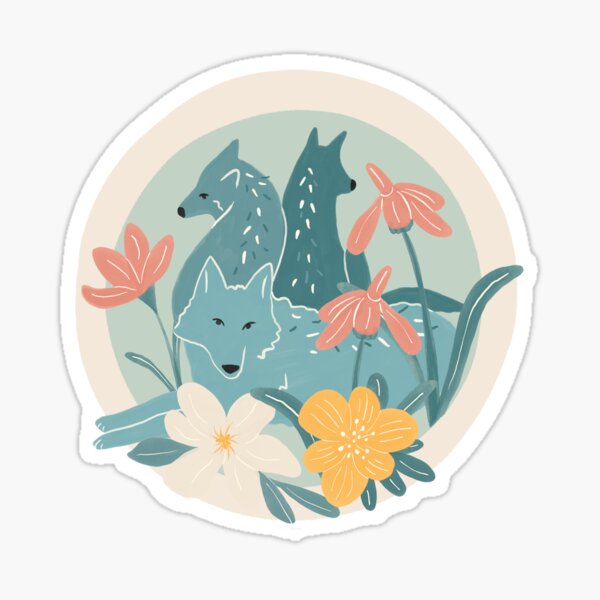 Together We're Stronger - Eurasian Wolf Inspirational Teamwork Illustration Sticker