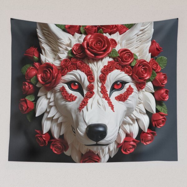 Item preview, Rose Blossom Marble Wolf Sculpture designed and sold by RebelPaintBrush.