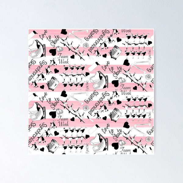 Synchronized Skating Black and White, Striped Design Poster