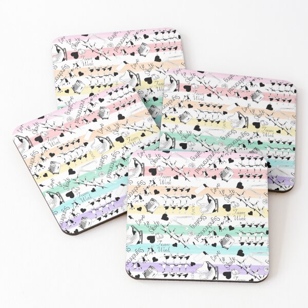 Item preview, Synchronized Skating Black and White, Pastel Rainbow Striped Design designed and sold by Purposely Designed.