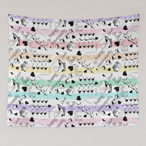 Item preview, Synchronized Skating Black and White, Pastel Rainbow Striped Design designed and sold by Purposely Designed.