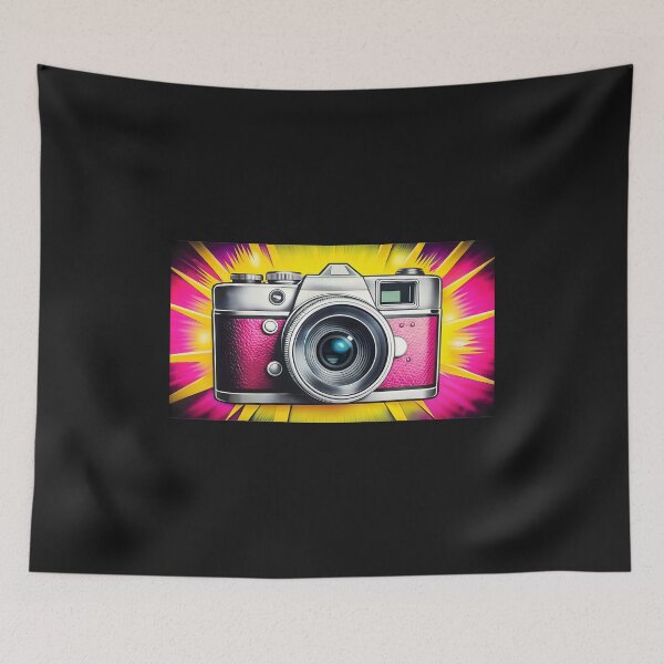Item preview, Vintage camera illustration with vibrant background, colorful design, photography concept, retro style designed and sold by AngelinArts.