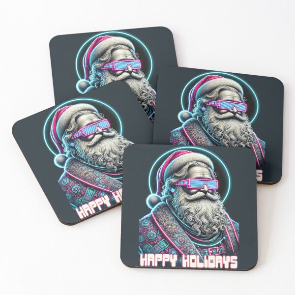 Item preview, Happy Holidays Neon Cyber Santa Design designed and sold by Victor Shadehorn.
