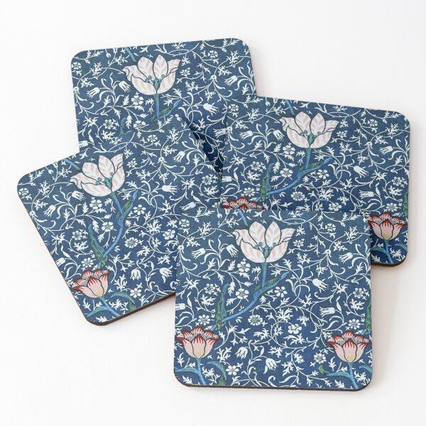 Item preview, WHITE BLUE ANEMONE FLOWERS ,PINK TULIPS ,FLORAL SWIRLS designed and sold by BulganLumini.