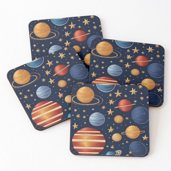 Item preview, Embroidery of planets and stars on a blue background designed and sold by Ciervo Primavera.