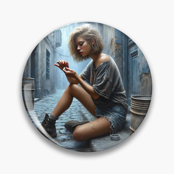 Item preview, Reflective Solitude - Gritty Urban Portrait designed and sold by ANIARTONLINE.